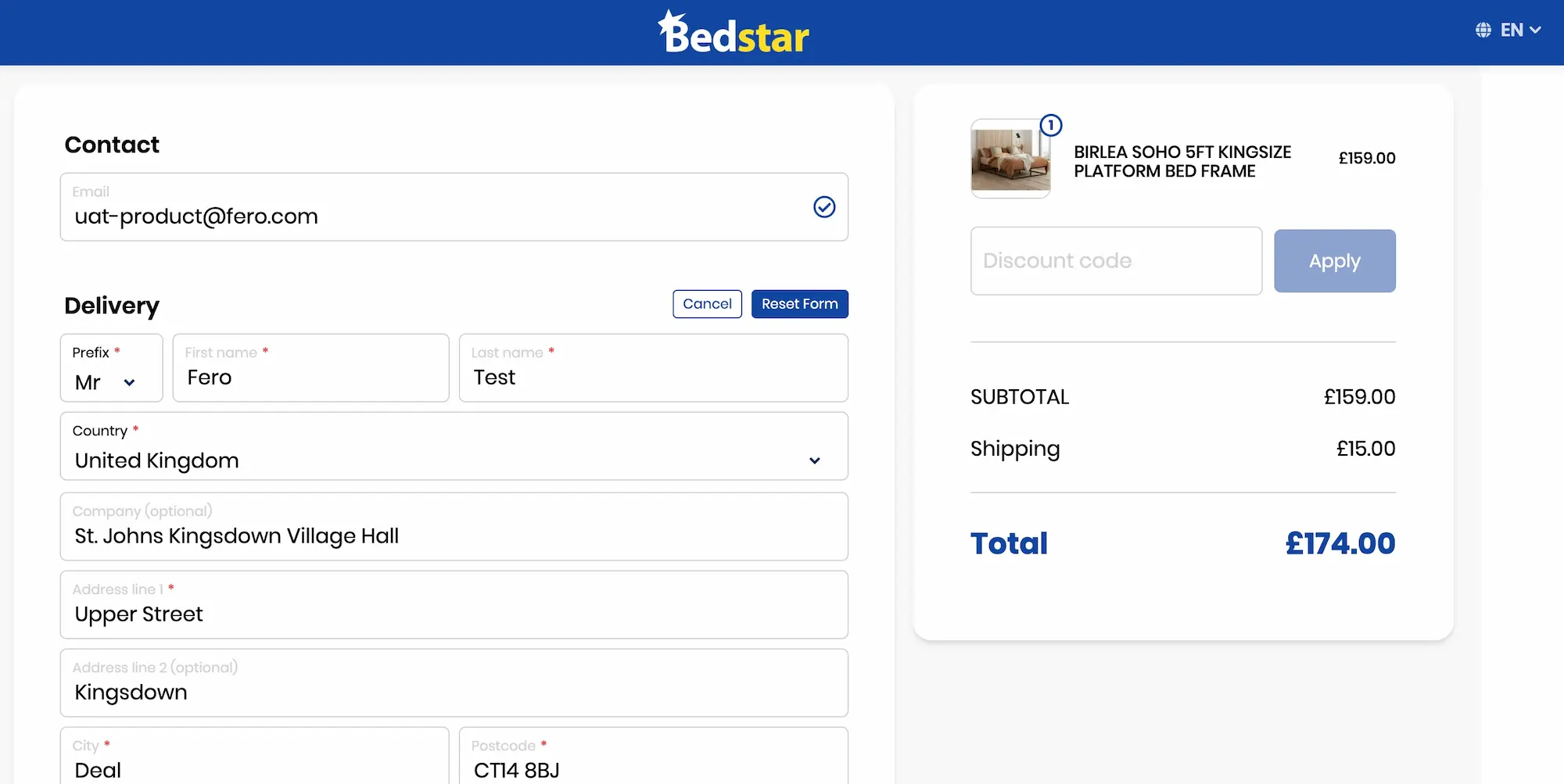 Bedstar Checkout