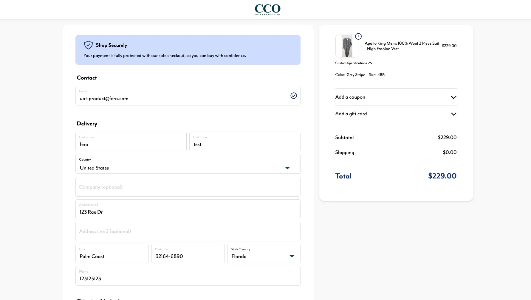 Clothing Connection Online Checkout