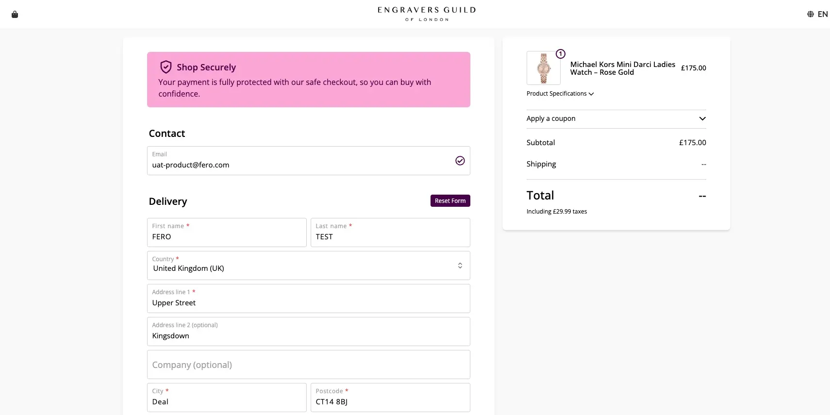 Engravers Guild Checkout