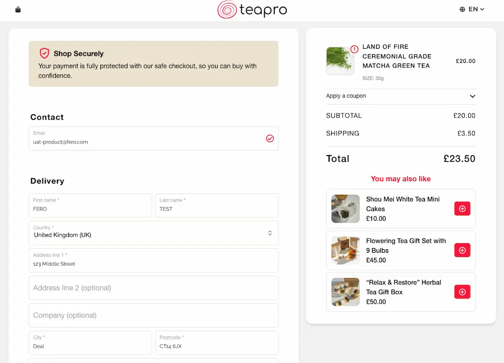 Teapro Checkout