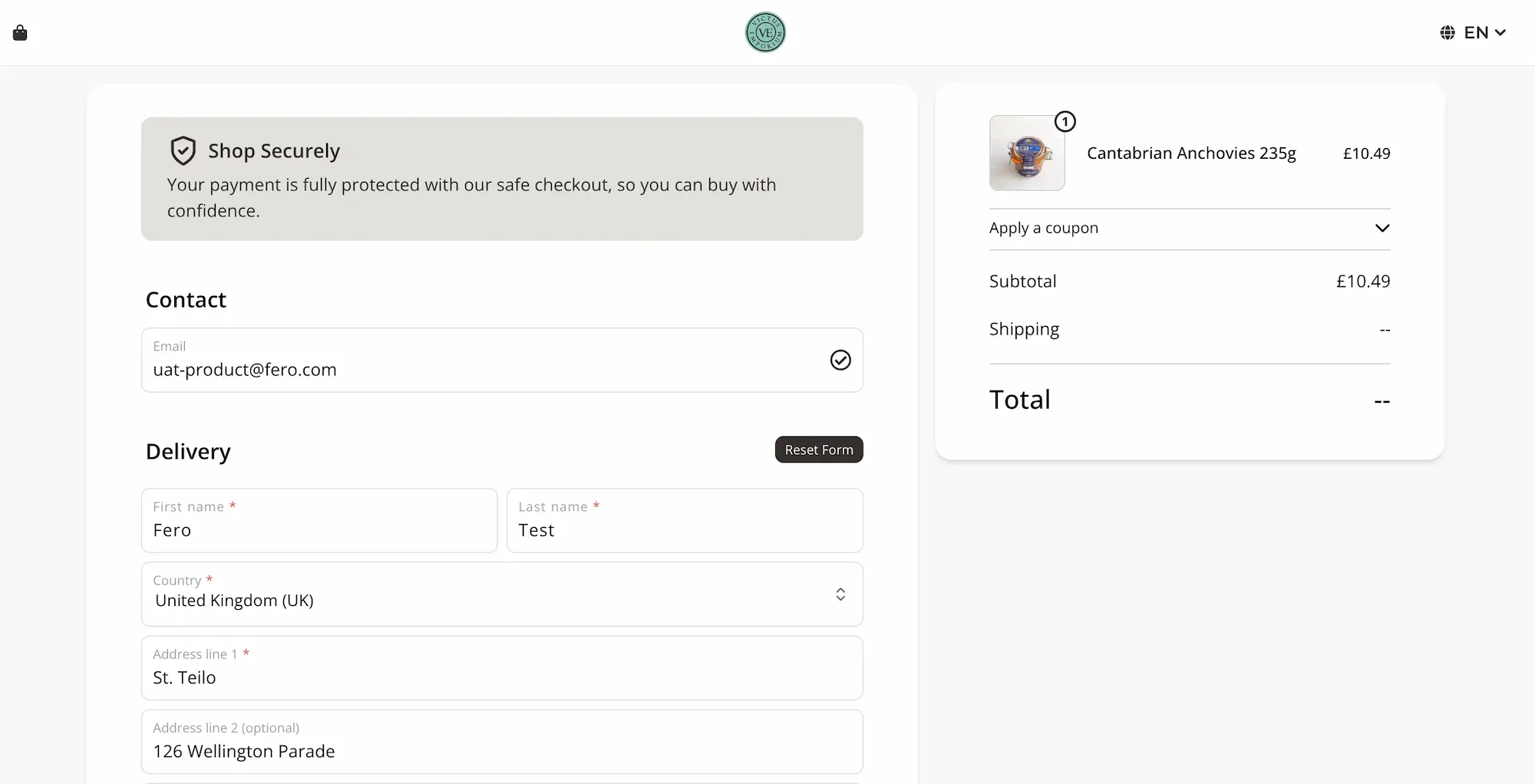 Victus Emporium Checkout